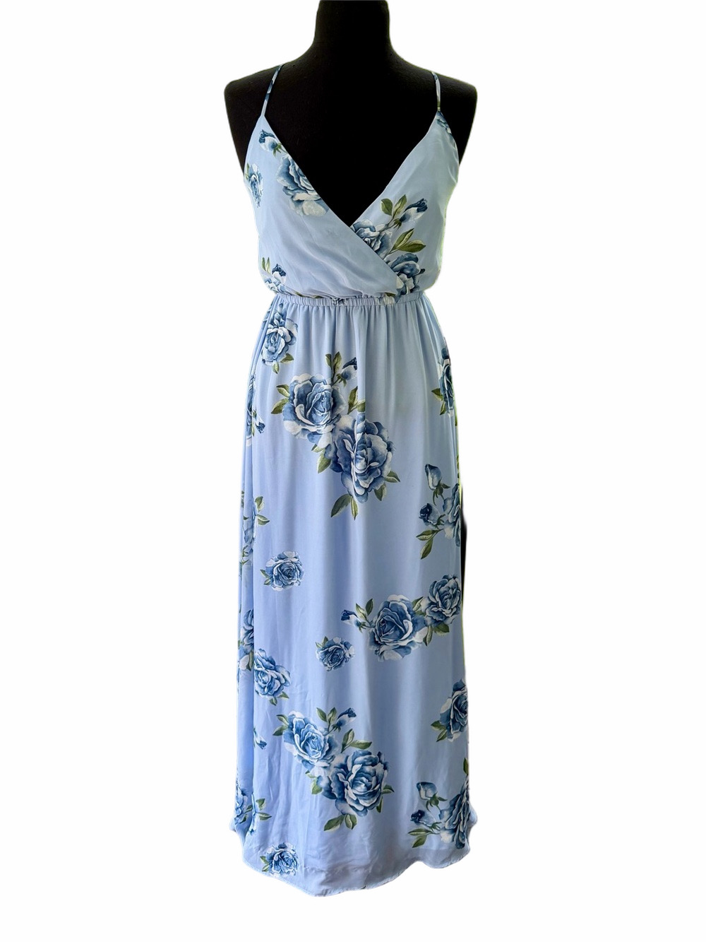 Lulu’s Kind And Loving Light Blue Floral Backless Maxi Dress Size Small - Picture 2 of 15